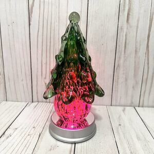Handblown Glass Tea Light Christmas Tree 7" Heavy